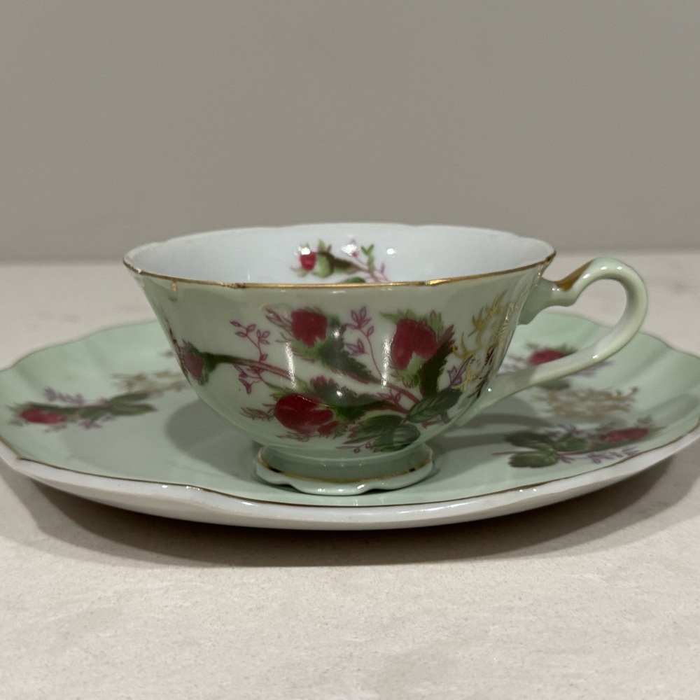 Vintage Lefton Hand Painted Teacup and Luncheon Plate